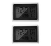 Jnchdghwa 2X Horloge Murale Numérique, Grand Écran LCD, A Piles, Température Intérieure, Calendrier, Debout sur Une Table, Snooze sans Rétro-Éclairage (Argent)