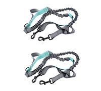 Jnchdghwa 2X Laisse du Chien Taille Mains avec Deux, Contrôle Libre pour Un Maximum de 150Lb de Chiens,Laisse Élastique À Deux Poignées avec Ceinture À Taille Ajustable