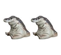Jnchdghwa 2X Ornement de Statue D'Alligator, Statue de D'Alligator de Thé pour Animaux de Compagnie, Figurine d'animaux de Jardin, Décor en Résine
