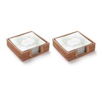Jnchdghwa 2X Porte-Serviettes Carré en Rotin, Panier à Serviettes en Osier pour Cuisine, Porte-Serviettes Plats pour Serviettes en Papier, Porte-Serviettes Tissés