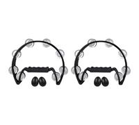 Jnchdghwa 2X Tambourin, Metal Jingles Hand Held Percussion Half-Moon Tambourine et Egg Shakers pour Kids, Adults, KTV, Party Noir