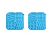 Jnchdghwa 2X Tapis à LéCher pour Chiens, Tapis à LéCher en Silicone de Qualité Alimentaire comme Mangeoire Lente pour Chien et Chat, Tapis à LéCher pour Chien avec Ventouses Bleu
