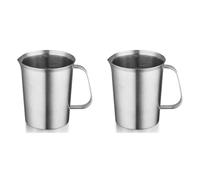 Jnchdghwa 2X Tasse à Mesurer en Acier Inoxydable avec PoignéE et Bec Verseur, Pichet en MéTal avec Marquage Oz et ML, 16OZ/500ML, Pichet