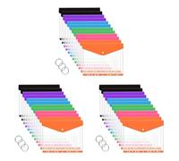 Jnchdghwa 36 Pcs A4 Binder Pocket Enveloppes Extensibles Enveloppes en Plastique Transparent pour Classeur à Anneaux, Bouton Pression