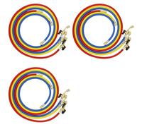 Jnchdghwa 3Ensemble Tuyaux de Charge de Réfrigérant A/C de 1,6 M avec Vannes à Boisseau Sphérique HVAC 1/4 Po SAE Adaptés pour L'Ajout de Liquide de Refroidissement R134A R12