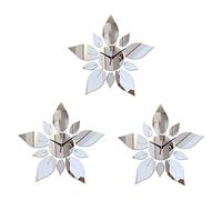 Jnchdghwa 3X Miroir Acrylique Matériel Simple Face Stickers Muraux Moderne Style Mur Horloges Un Quartz Décoration Murale Montres Argent