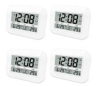 Jnchdghwa 4X Horloge Murale NuméRique à Piles Simple Grand RéVeil LCD TempéRature Calendrier Date Jour pour Bureau à Domicile