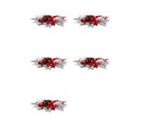 Jnchdghwa 5X Swag de Noël, Guirlande de Noël pour Escaliers, Porte, Cheminée, Fenêtre, Décoration de Noël Intérieure et Extérieure 60 X 30 cm Rouge