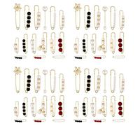 Jnchdghwa 60 Pièces Séries Pinces à Chandail Épingles de Sûreté Robustes Faux Blanc Perle Broche Broche Robe Pince Chapeau Châle Épingle Strass Émail Broches