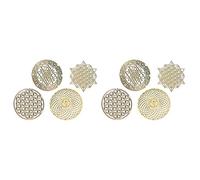 Jnchdghwa 8 Pièces Géométrie Sacrée Art Mural Fleur de Vie Grille en Bois Décor D'Accent en Bois Cristal Grille Planche en Bois Sculpture Murale