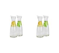 Jnchdghwa Lot de 4 Carafes à Eau en Plastique de 0,6 L avec Couvercles Blancs à Rabat - Pichets Incassables Recyclables et de Qualité Alimentaire - Pot à Jus