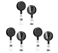 Jnchdghwa Lot de 6 - Porte-Badge D'Identification RéTractable avec Pince Crocodile Pivotante (Noir)