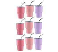 Jnchdghwa Lot de 9 Mini Verres à Liqueur avec Paille et Couvercle, Mini Gobelets, Verres à Liqueur à Double Paroi, 2 Oz (A)