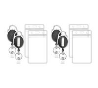 Jnchdghwa Paquet de 4 Porte-Badges D'Identité avec Bobine de Badge Rétractable Porte-Carte D'Identité Vertical Transparent avec Bobine de Badge à Mousqueton Robuste