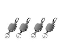 Jnchdghwa Paquet de 4 Porte-Badges Rétractables en Métal Robuste Mousqueton Porte-Clés Ceinture Badge Bobines Clip Porte-Clés Porte-Carte D'Identité