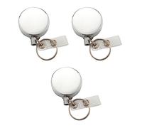 Jnchdghwa Paquet de 6 à Toute épreuve Rétractable Porte-Badge Bobine, Porte-Badge D'Identification en Métal avec Clip de Ceinture Porte-Clés pour la Carte Nominative Porte-Clés Argent