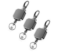 Jnchdghwa Paquet de 6 Porte-Badges Rétractables en Métal Robuste Mousqueton Porte-Clés Ceinture Badge Bobines Clip Porte-Clés Porte-Carte D'Identité