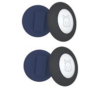Jnchdghwa Support de Collier de Chat, pour Support de Collier de Chat Air Tag Compatible avec Le Traqueur GPS, Lot de 4 Housses de Protection Noir et Bleu