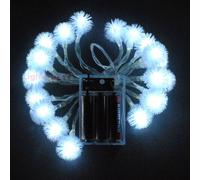 JnDee Blanc froid boule Guirlande lumineuse LED à piles avec fleurs 2 m 20LED - Fonctions on/off/Flash, parfait pour Noël mariage et les fêtes