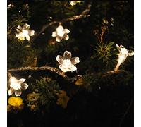 JnDee™ Guirlande lumineuse de fleurs de cerisier - Étanche - 10 m - 100 LED + extension de 8 m - Couleur blanc chaud - 8 fonctions d'effets de lumière - Pour l'intérieur et l'extérieur - Pour sapin de Noël, mariage, décoration