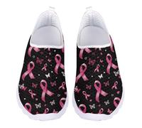 Jndtueit Baskets de course à pied en maille pour femme Motif tête de mort, Papillon de sensibilisation au cancer du sein, 42 EU