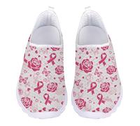 Jndtueit Baskets de course décontractées pour femme - Mocassins de tennis respirants pour la marche et le travail, Rose de sensibilisation au cancer du sein, 39 EU