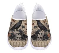 Jndtueit Chaussures de marche confortables pour femme - Mocassins plats d'extérieur en maille, Journal rétro colibri rose marron, 43 EU