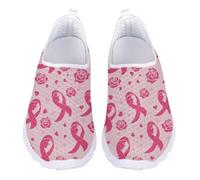 Jndtueit Chaussures de travail gothiques à bout large en maille pour femme, Rose de sensibilisation au cancer du sein, 43 EU
