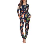 Jndtueit Ensemble de pyjama 2 pièces pour femme pour vêtements de nuit ou vêtements de détente Taille XS à 6XL, Dessin animé cochon d'Inde-2, S