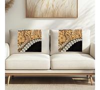 Jndtueit - Lot de 2 housses décoratives pour dossier de canapé inclinable de style ethnique polynésien noir pour protection de tête de canapé et accoudoirs, housses de meubles