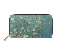 Jndtueit Portefeuille long en cuir pour femme avec fermeture éclair, Van Gogh Amandier Blossom, Taille unique, Décontracté