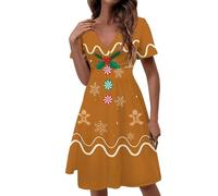 Jndtueit Robe décontractée pour femme - Coupe droite - Taille haute - Longueur genou, Bonhomme en pain d'épice de Noël, XL