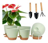 JNEYVIC 5 PCS Pots de Fleurs en Plastique 12.7/14/15/16.5/17.7cm Pot Plante avec Trous de Drainage Pots à Fleurs Plantpot avec Soucoupe pour Jardins de Balcon Intérieurs et Extérieurs