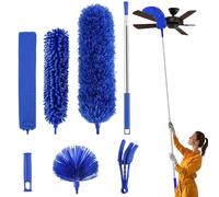 JNEYVIC Lot de 7 Plumeau Telescopique Dépoussiéreur Télescopique Longue Extensible de 250 cm, 7 en 1, Plumeau en Microfibre Lavable -Poignées, Pièces de Rechange, Brosse de Nettoyage pour Stores