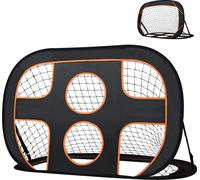 JNGLGO 2 EN 1 But de football pour jardin enfants - But de football avec mur de but - But de football pliable Pop-Up Football Training Tor - 121x 80 x 80cm Noir+Orange