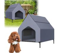 JNGLGO Lit pour chien avec baldaquin Lit pour chien Niche pour chien en forme de maison, 91 x 65.5 x 86.5 cm Tente pour animaux de compagnie Tente pour chiens Extérieur Maison surélevée pour chats Mai
