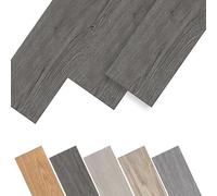 JNGLGO Lot de 18 dalles de sol en PVC autocollantes en vinyle avec aspect bois imperméables et antidérapants en PVC - 91,44 x 15,24 x 0,2 cm - 2,5 m² - Chêne nuit