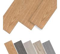 JNGLGO Lot de 36 dalles de sol en PVC autocollantes en vinyle avec aspect bois imperméables et antidérapants en PVC - 91,44 x 15,24 x 0,2 cm - 5 m² - Chêne chaud