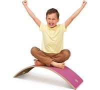 JNGLGO Planche d'équilibre en bois Enfants Bascule d'équilibre Jeune enfant Planche à bascule 82x30x19cm Planche d'équilibre 3 ans et plus Jouets Montessori Planche à bascule avec tapis EVA (Rose)