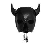 JNGUOSICN Masque en cuir synthétique pour Halloween, diable, respirant, bouche ouverte, masque pour les yeux, capuche à lacets réglable, déguisement pour Halloween, carnaval, jeux de couple, boîte de