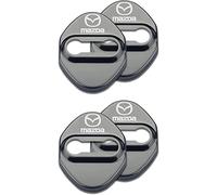 JNIGEL 4 Pièces Couverture Serrure Porte Voiture pour Mazda, Couvercle Serrure Porte en Acier Inoxydable, Cache Verrou de Porte, Contre la Pluie/la Rouille,A Black