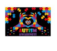 JNJOOD 180x115 cm Tissu de Fond de Photographie Journée Mondiale de l'Autisme Bannière de Fond Puzzle Scène de Fête Tissu de Fond