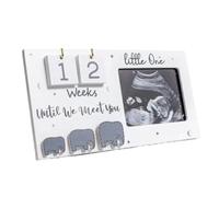 JNJOOD 1PCS Cadre Photo pour Échographie Grossesse Annonce Cadeaux Photo Enceinte Cadre en Bois pour Échographie Cadre Photo Semaines de Comptage
