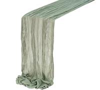 JNJOOD 4 Pièces Table en Étamine Boho Gaze Table en Tissu à Fromage Table Rustique Transparent Long pour Mariage Vert