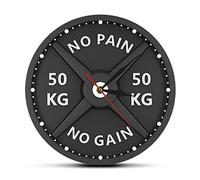 JNJOOD 50Kg Impression Horloge Murale Circulaire Gym Levage Poids Guidon Horloge Acrylique Silencieux