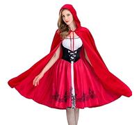 JNJOOD Costume de Chaperon Rouge Gothique à Capuche Robe de Fête d'Halloween de Noël avec de Rôle pour Adultes Haute qualité S