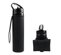 JNJOOD Gourde de cyclisme noire pliable en silicone de 600 ml - Gourde portable en silicone invisible