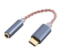 JNJOOD HiFi Amplificateur pour écouteurs Adaptateur audio pour casque USB Type C à 3,5 mm Décodeur numérique 32 bits 384 KHz Convertisseur AUX Gris