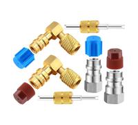 JNJOOD Kit adaptateur de conversion R12 à R134A AC, Valve de fixation A/C Adaptateur de Rétrofit Port 90° Haute/Basse Pression