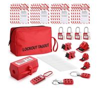 JNJOOD Kit de Consignation de Verrouillage Électrique, de Moraillons, Verrouillages de Disjoncteur Multipolaires Universels à Pince, Étiquettes LotoLockout